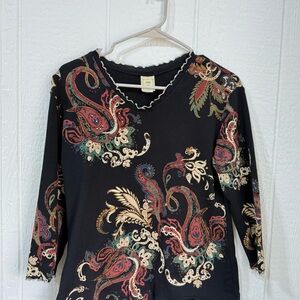 Elegant Black Paisley Blouse